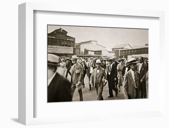 Commuters from New Jersey crossing West Street from the Hoboken ferry, New York, USA, early 1930s-Unknown-Framed Photographic Print