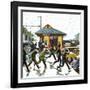 "Commuters in the Rain," October 7, 1961-John Falter-Framed Giclee Print