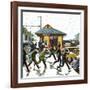 "Commuters in the Rain," October 7, 1961-John Falter-Framed Giclee Print