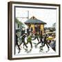 "Commuters in the Rain," October 7, 1961-John Falter-Framed Giclee Print