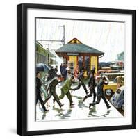 "Commuters in the Rain," October 7, 1961-John Falter-Framed Giclee Print