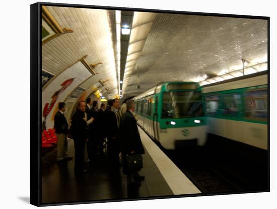 Commuters Inside Metro Station, Paris, France-Lisa S^ Engelbrecht-Framed Stretched Canvas