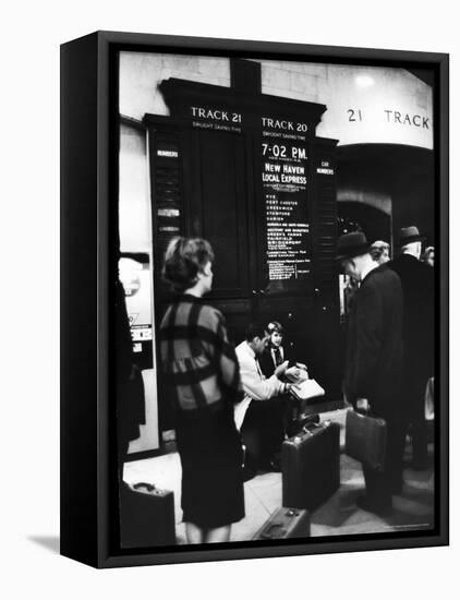 Commuters on the New York New Haven Line Catching Evening Train from Grand Central Station-Alfred Eisenstaedt-Framed Stretched Canvas