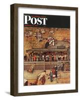 "Commuters" (waiting at Crestwood train station) Saturday Evening Post Cover, November 16,1946-Norman Rockwell-Framed Giclee Print