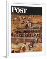 "Commuters" (waiting at Crestwood train station) Saturday Evening Post Cover, November 16,1946-Norman Rockwell-Framed Giclee Print