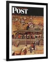 "Commuters" (waiting at Crestwood train station) Saturday Evening Post Cover, November 16,1946-Norman Rockwell-Framed Giclee Print