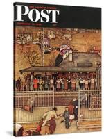 "Commuters" (waiting at Crestwood train station) Saturday Evening Post Cover, November 16,1946-Norman Rockwell-Stretched Canvas