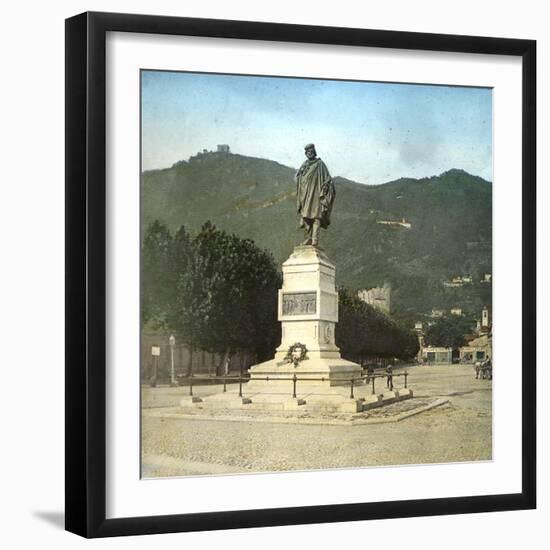 Como (Italy), Statue of the Italian Politician Giuseppe Garibaldi (1807-1882)-Leon, Levy et Fils-Framed Photographic Print