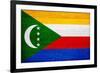 Comoros Flag Design with Wood Patterning - Flags of the World Series-Philippe Hugonnard-Framed Art Print