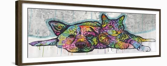 Companions, Cats, Dogs, Drips, Pets, Colorful, Pop Art, Tom and Jerry, Laying Down, Animals-Russo Dean-Framed Giclee Print