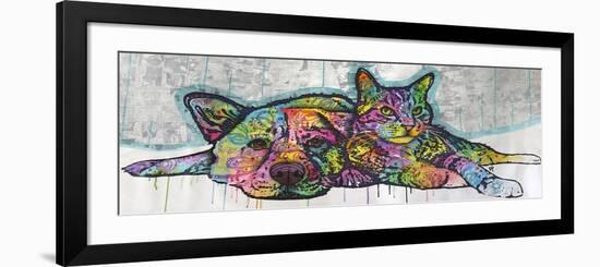 Companions, Cats, Dogs, Drips, Pets, Colorful, Pop Art, Tom and Jerry, Laying Down, Animals-Russo Dean-Framed Giclee Print