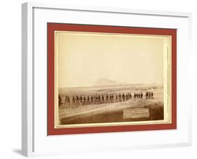 Company C, 3rd U.S. Infantry, Caught on the Fly, Near Fort Meade. Bear Butte in the Distance-John C. H. Grabill-Framed Giclee Print