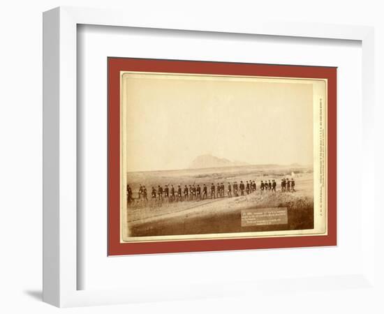 Company C, 3rd U.S. Infantry, Caught on the Fly, Near Fort Meade. Bear Butte in the Distance-John C. H. Grabill-Framed Giclee Print