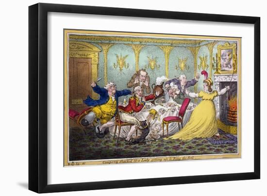 Company Shocked at a Lady Getting Up to Ring the Bell, Pub. H. Humphrey, London, 1804-Brownlow North-Framed Giclee Print