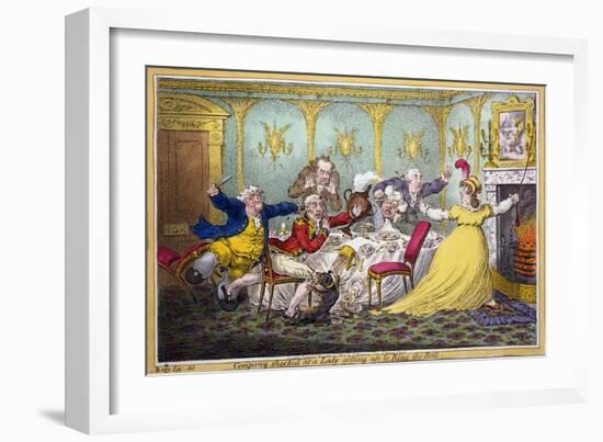 Company Shocked at a Lady Getting Up to Ring the Bell, Pub. H. Humphrey, London, 1804-Brownlow North-Framed Giclee Print