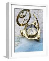 Compass on a Map-null-Framed Photographic Print