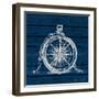 Compass on Blue Wood-Lanie Loreth-Framed Art Print