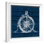 Compass on Blue Wood-Lanie Loreth-Framed Art Print