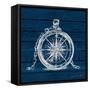 Compass on Blue Wood-Lanie Loreth-Framed Stretched Canvas