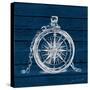 Compass on Blue Wood-Lanie Loreth-Stretched Canvas