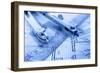 Compass on Blueprint-FrankU-Framed Photographic Print