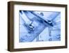 Compass on Blueprint-FrankU-Framed Photographic Print