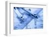 Compass on Blueprint-FrankU-Framed Photographic Print