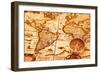 Compass On Old Map-AlexStar-Framed Art Print