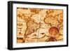 Compass On Old Map-AlexStar-Framed Art Print