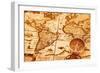 Compass On Old Map-AlexStar-Framed Art Print