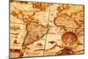 Compass On Old Map-AlexStar-Mounted Art Print