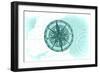 Compass - Teal - Coastal Icon-Lantern Press-Framed Art Print