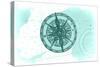 Compass - Teal - Coastal Icon-Lantern Press-Stretched Canvas