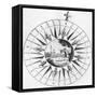 Compass with a Scene of Surveying (Engraving)-English-Framed Stretched Canvas