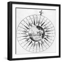 Compass with a Scene of Surveying (Engraving)-English-Framed Giclee Print