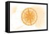 Compass - Yellow - Coastal Icon-Lantern Press-Framed Stretched Canvas