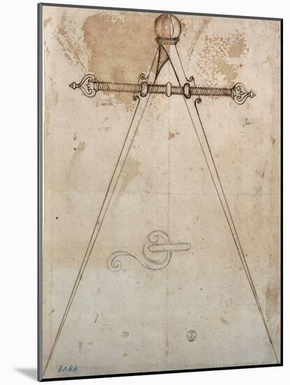 Compasses-calipers with adjustable screw span-Antonio Da Sangallo The Younger-Mounted Art Print