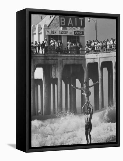 Competition in Tandem Surfing-John Loengard-Framed Stretched Canvas