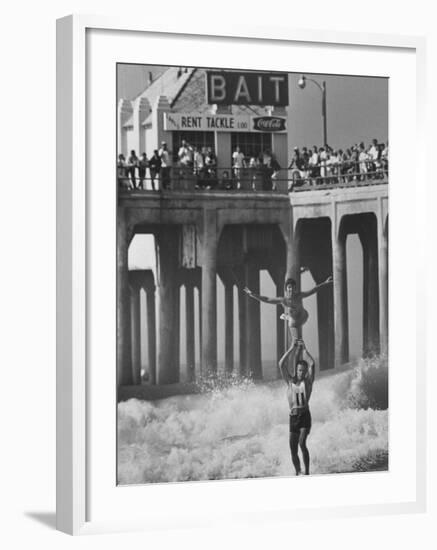 Competition in Tandem Surfing-John Loengard-Framed Photographic Print