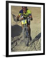 Competitior Riding Uphill on Sandy Track in Mount Sodom International Mountain Bike Race, Israel-Eitan Simanor-Framed Photographic Print