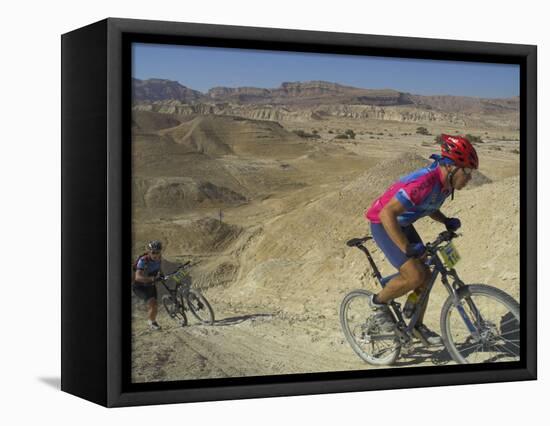 Competitiors in Mount Sodom International Mountain Bike Race, Dead Sea Area, Israel, Middle East-Eitan Simanor-Framed Stretched Canvas