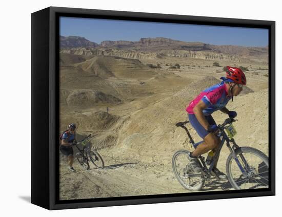 Competitiors in Mount Sodom International Mountain Bike Race, Dead Sea Area, Israel, Middle East-Eitan Simanor-Framed Stretched Canvas