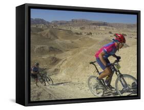 Competitiors in Mount Sodom International Mountain Bike Race, Dead Sea Area, Israel, Middle East-Eitan Simanor-Framed Stretched Canvas