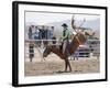 Competitor in the Bronco Riding Event During the Annual Rodeo Held in Socorro, New Mexico, Usa-Luc Novovitch-Framed Photographic Print