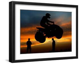 Competitor Jumps with His Quad Bike During a Greek National Race at Hellinikon Old Airport, Athens-null-Framed Photographic Print