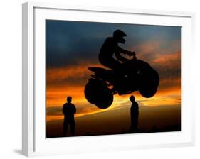 Competitor Jumps with His Quad Bike During a Greek National Race at Hellinikon Old Airport, Athens-null-Framed Photographic Print