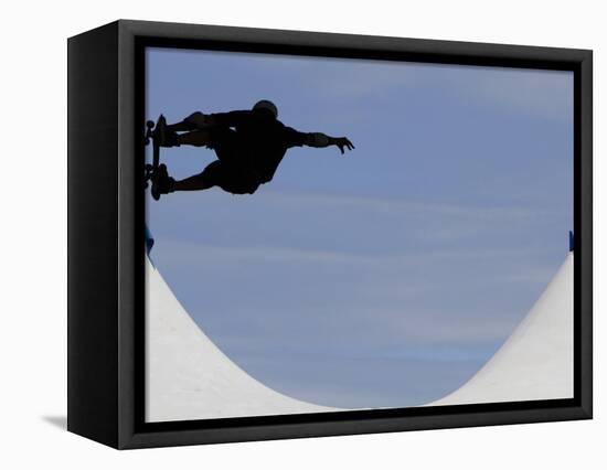 Competitor Performs During a Vertical International Skateboard Competition in Rio De Janeiro-null-Framed Stretched Canvas