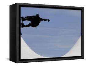 Competitor Performs During a Vertical International Skateboard Competition in Rio De Janeiro-null-Framed Stretched Canvas