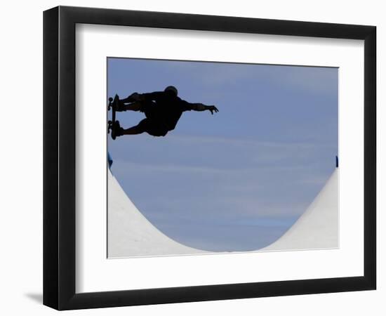 Competitor Performs During a Vertical International Skateboard Competition in Rio De Janeiro-null-Framed Photographic Print