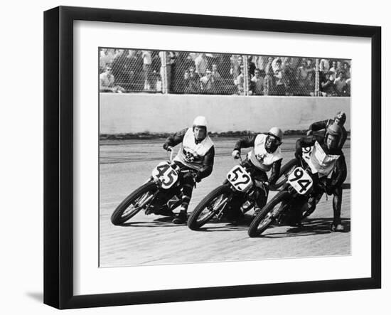 Competitors in a Dirt Track Race, America-null-Framed Photographic Print